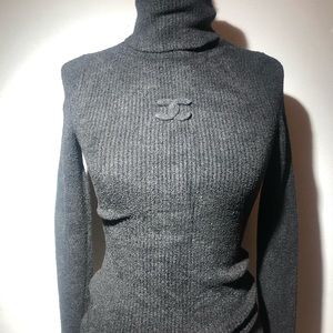 Womens Black Chanel Turtleneck Sweater 